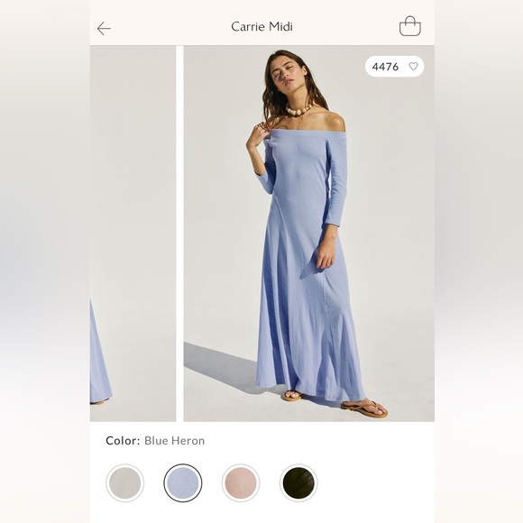 NWT Free People Carrie Midi Dress in “Blue Heron” - Picture 3 of 9